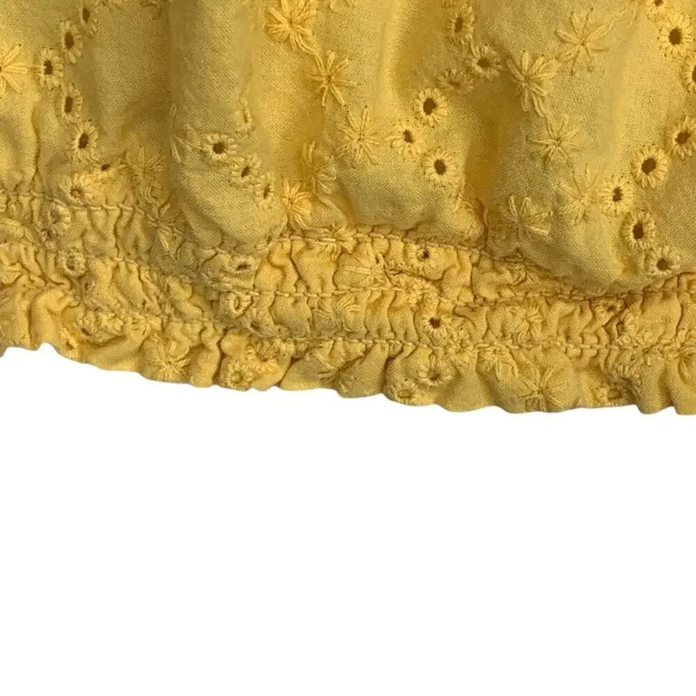 Divided by H&M Crop Top Short Sleeve Eyelet Marigold Size 6 - Picture 7 of 9
